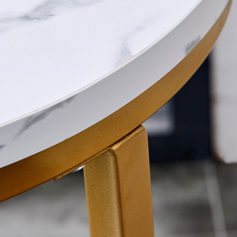 Modern Side Table Coffee Table with Powder Coated Metal Frame, Waterproof Coffee Table, Living Room, Gold
