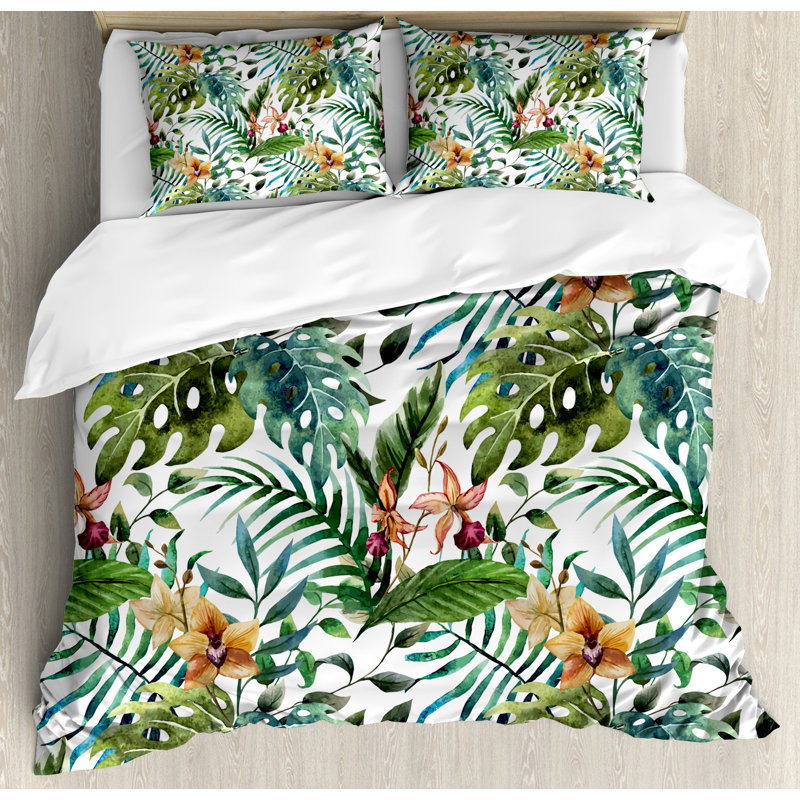Ensemble de housse de couette 2 pièces Green Floral, Grand
