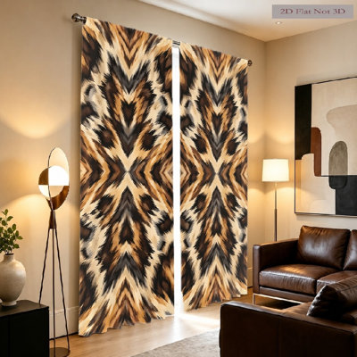 2 pièces de rideaux à imprimé animal sauvage, motif géométrique abstrait, tissu filtrant la lumière, protection de la vie privée, conception à passe-tringle, idéal pour le salon, la chambre à coucher, le balcon, la cuisine