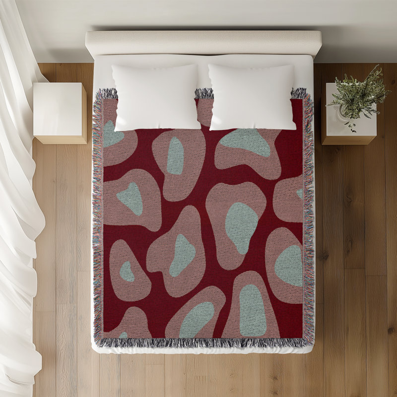 Jeté en coton à imprimé léopard, Rouge ; rose ; bleu, 50 x 70