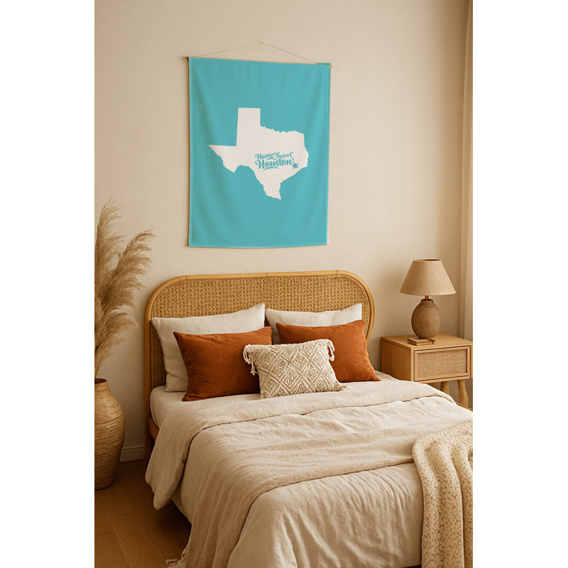 Douce maison Houston — Silhouette de l'État du Texas — Tapisserie murale tissée portrait, H 36 po x l 26 po