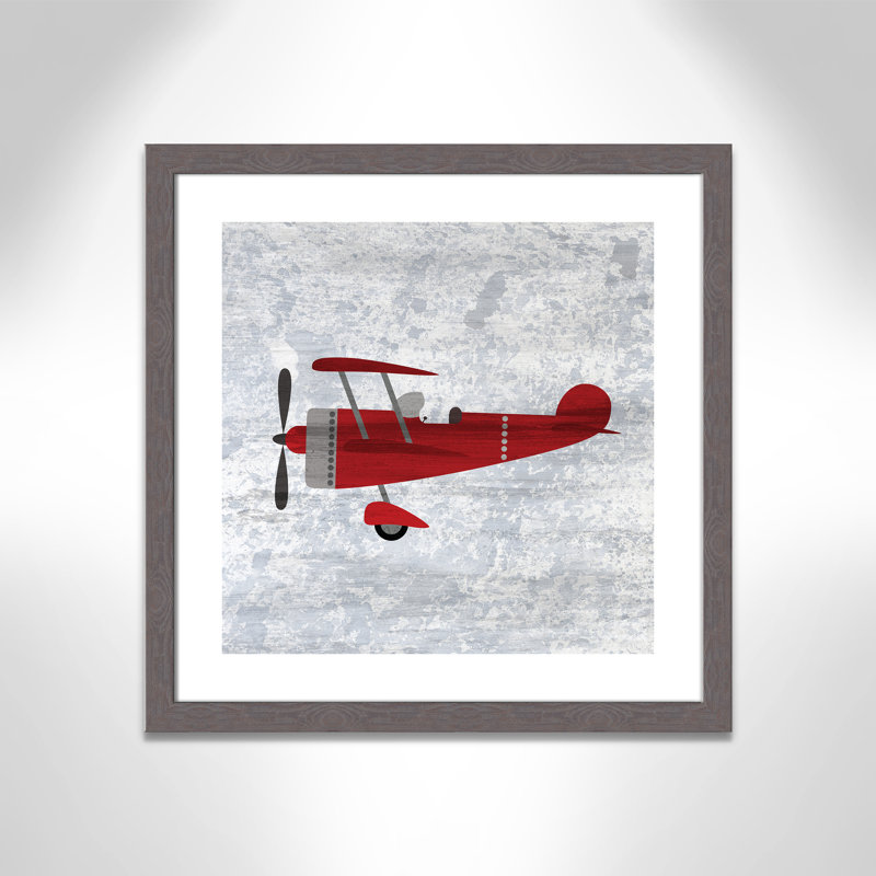 Impression sur papier rouge 2, H 22,5 po x l 22,5 po x P 0,6 po, Encadré plat à grain de bois gris