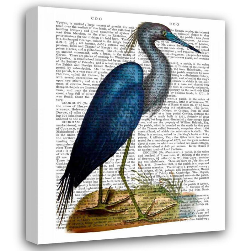 Art sur toile tendue avec toile Trinx Fab Funky, Blue Heron 2, H 18 po x l 15 po