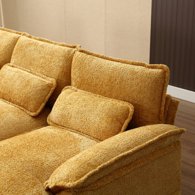 Modern Large Chenille Fabric U-Shape Sectional Sofa With Reversible Design And Spacious Seating, Ideal For Living Rooms And Conference Rooms.