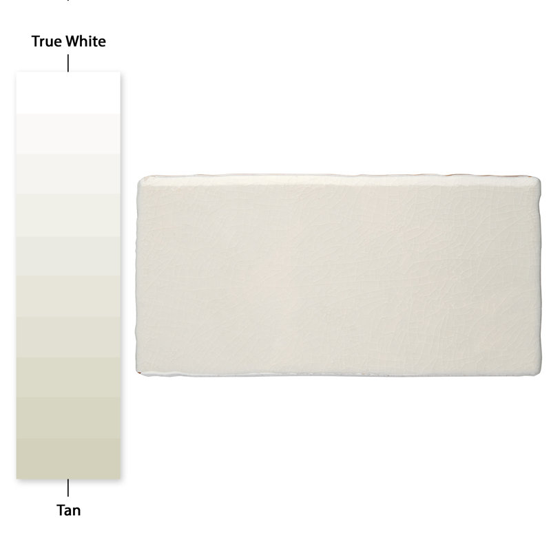 Antic Craquelle 3" x 6" Ceramic Concrete Look Subway Wall Tile, White