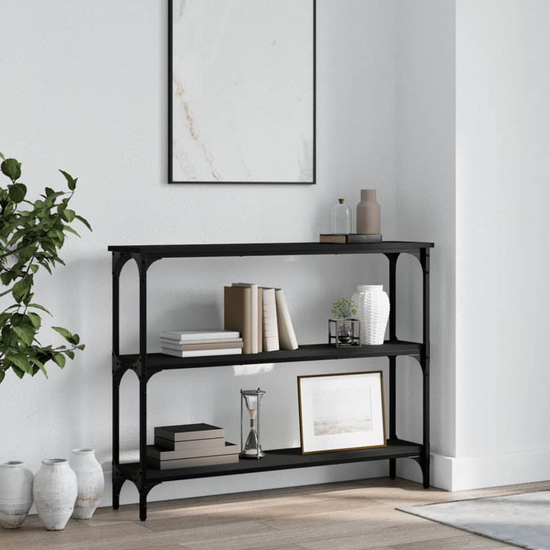 Console en bois d'ingénierie et en métal, Noir, H 29,5 po x l 29,5 po x P 8,9 po