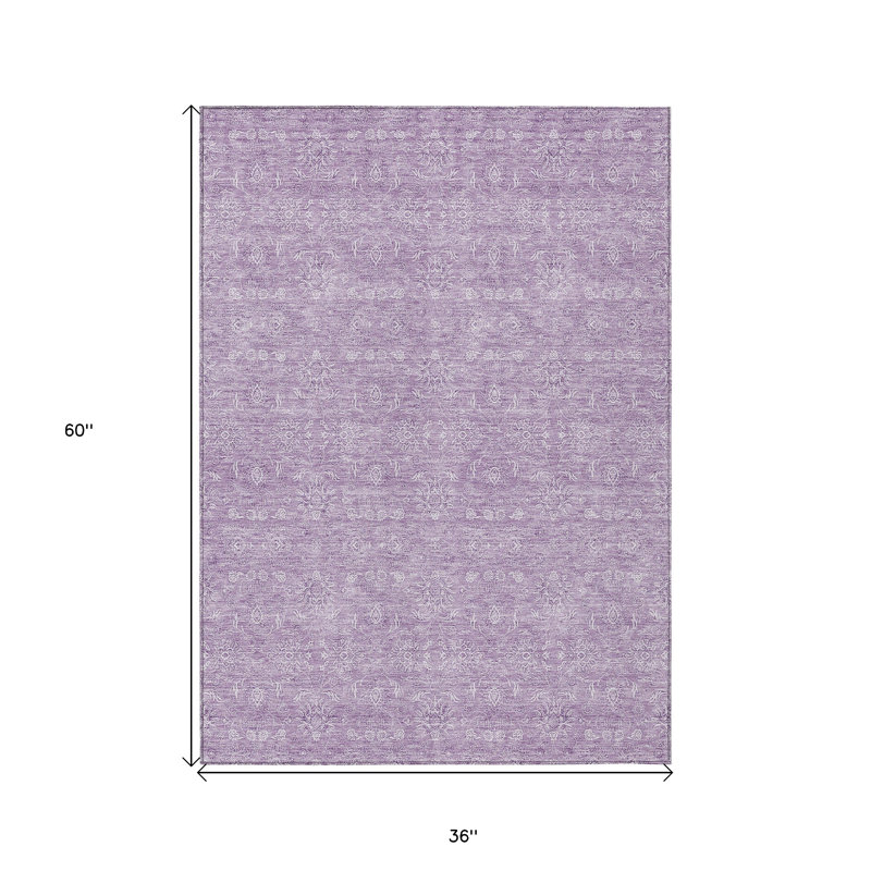Tapis intérieur lavable floral lilas et ivoire lavable 3 pi x 5 pi