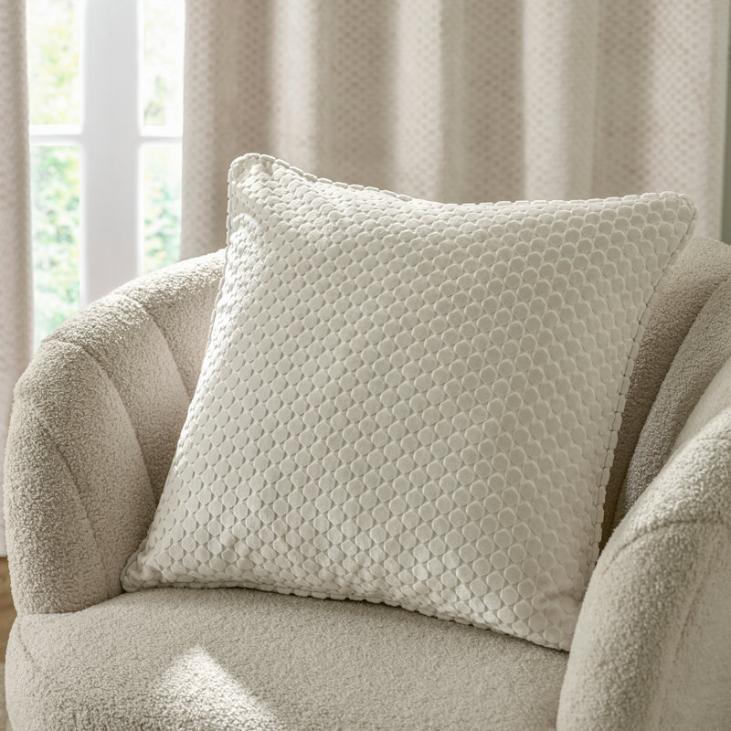 Neptune Geometric Square Cushion, Feather, Ivory