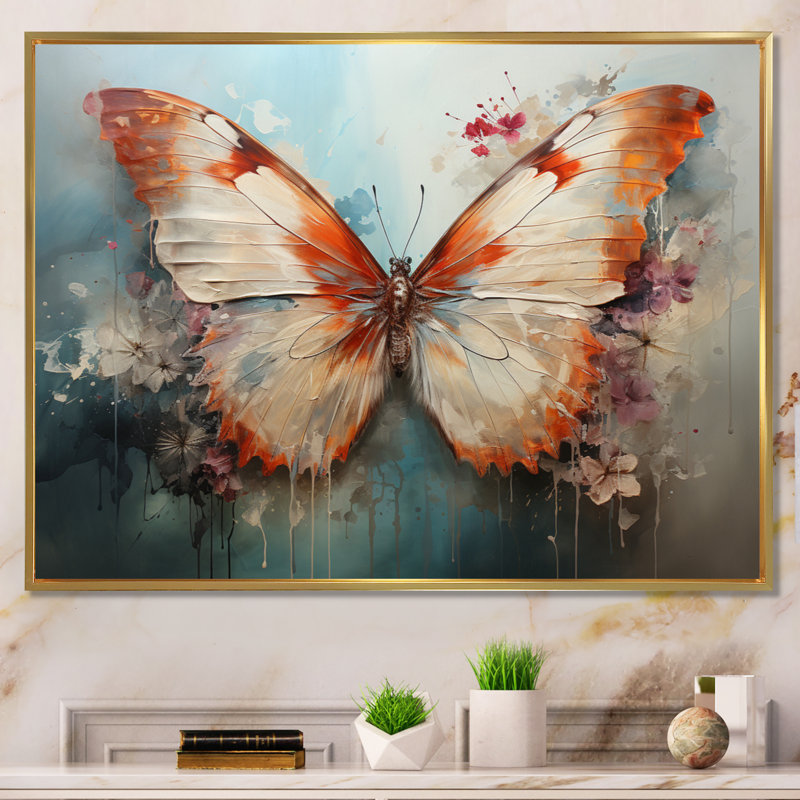 Orange White Butterfly Butterflys Flight II - Animals Canvas Art Print, H 12 po x l 20 po x P 1 po