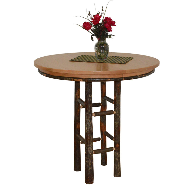 Table de bar ronde 33 po en hickory, finition naturelle, Natural Finish, 33 po