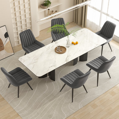 Modern Dining Chairs 54.8*46.9*83.2cm Tech Fabric Upholstery with Stylish Design Sofa-Level Cushioning Pet-Friendly Durable Scratch Resistant for Kitchen Dining Room or Home Office