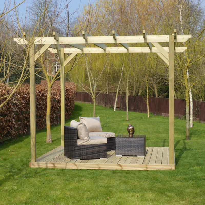 Aghen 4.2m x 4.2m Wood Pergola, Light Green
