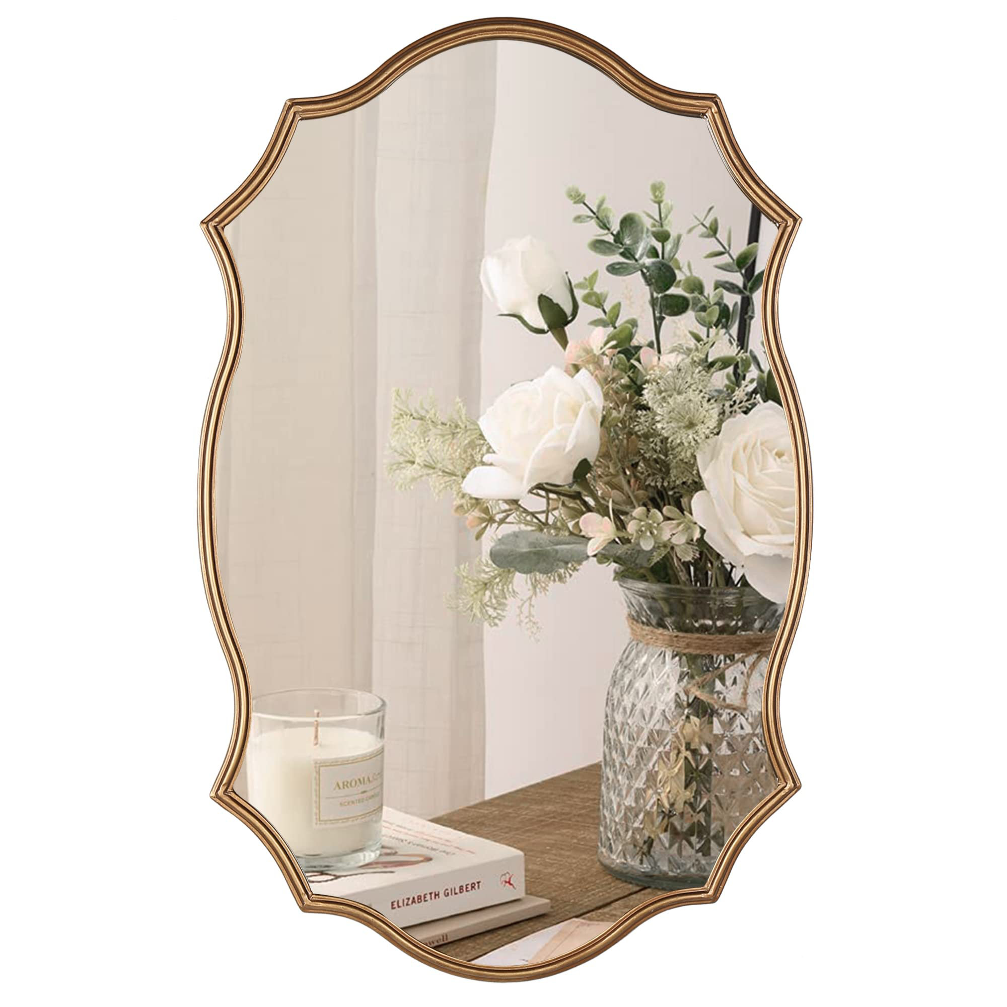 Astoria Grand Wall Mirror In Vintage Golden Decorative Metal Frame