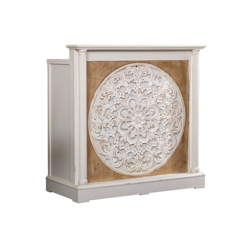 39.37" Brown+White Standard Solid Reception Desk