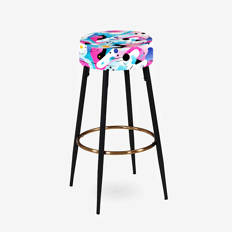 Ensemble de 2 tabourets de bar géométriques roses et bleus Designer Waves