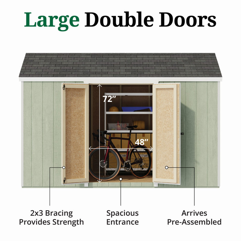 Value Gable Shed With Side Entry, 96.5'' H x 96'' W x 144'' D, Yes