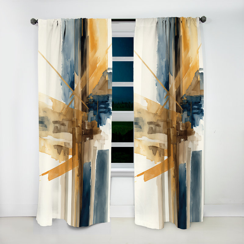 Modern Watercolor Abstract I - Rideau en velours moderne - obscurcissant - 1 panneau, L 52 po x L 120 po