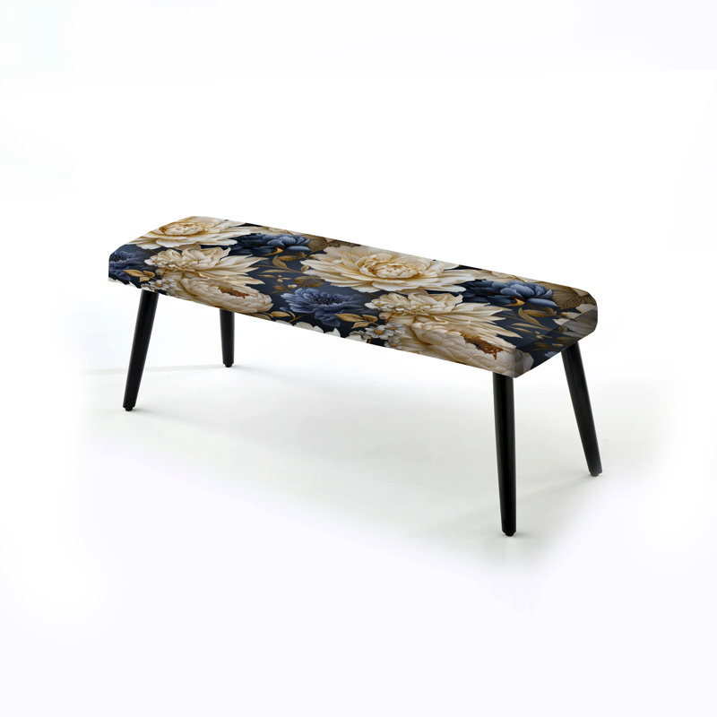 Botanical Damask Haven - Banc rembourré floral noir