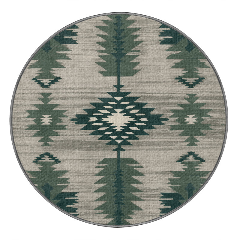 Washable Sagebrush Southwestern Area Rug, Round 5'