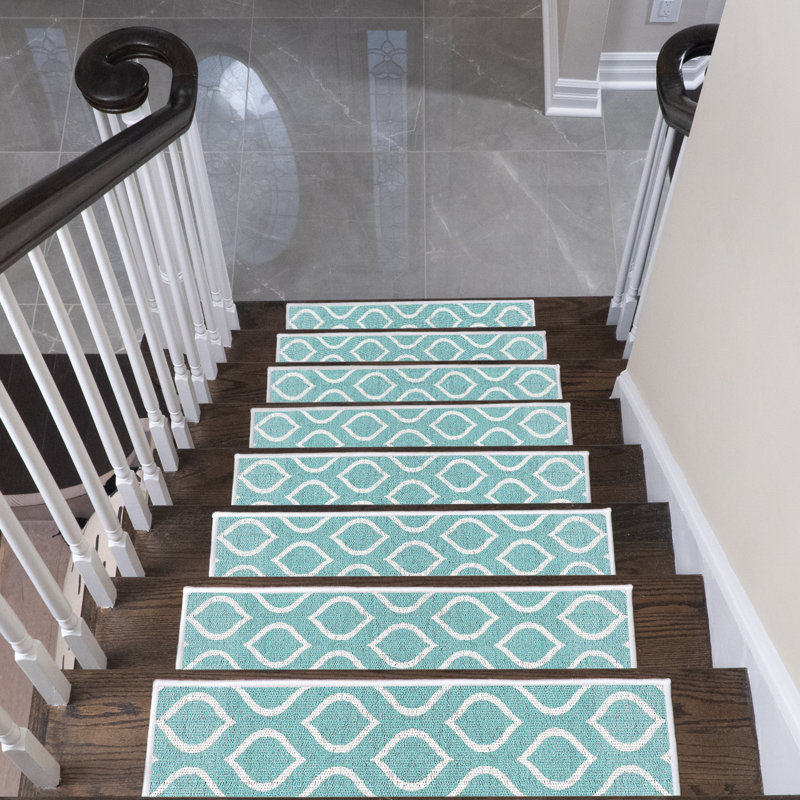 Tapis d'escalier Jenning, Bleu sarcelle clair