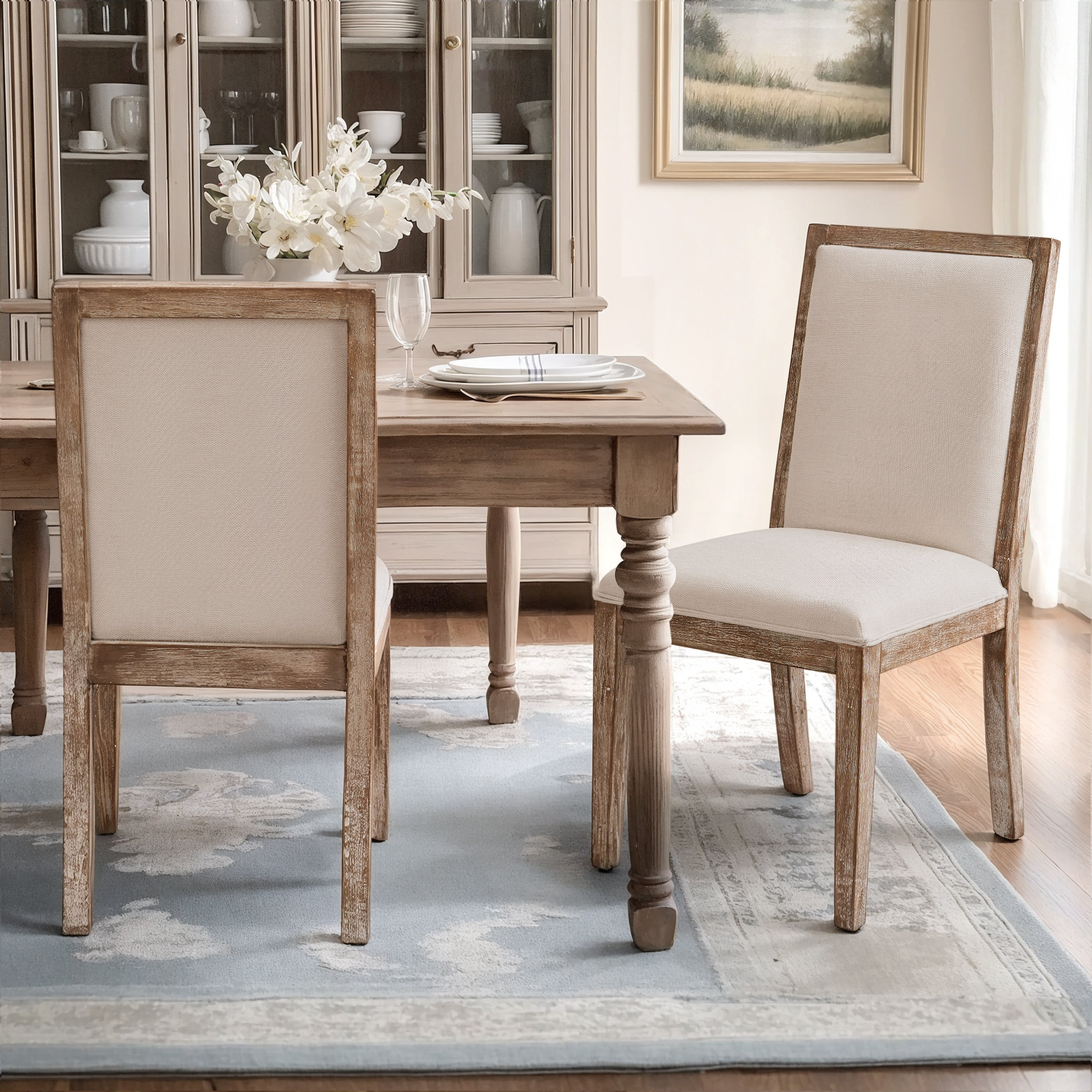 Rosalind Wheeler Cunane Solid Wood Upholstered Dining Chair & Reviews ...