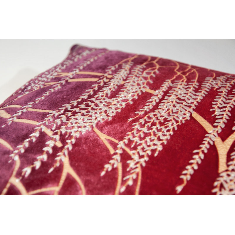 Metallic Square Velvet Pillow Cover & Insert, 22" x 22", Boysenberry