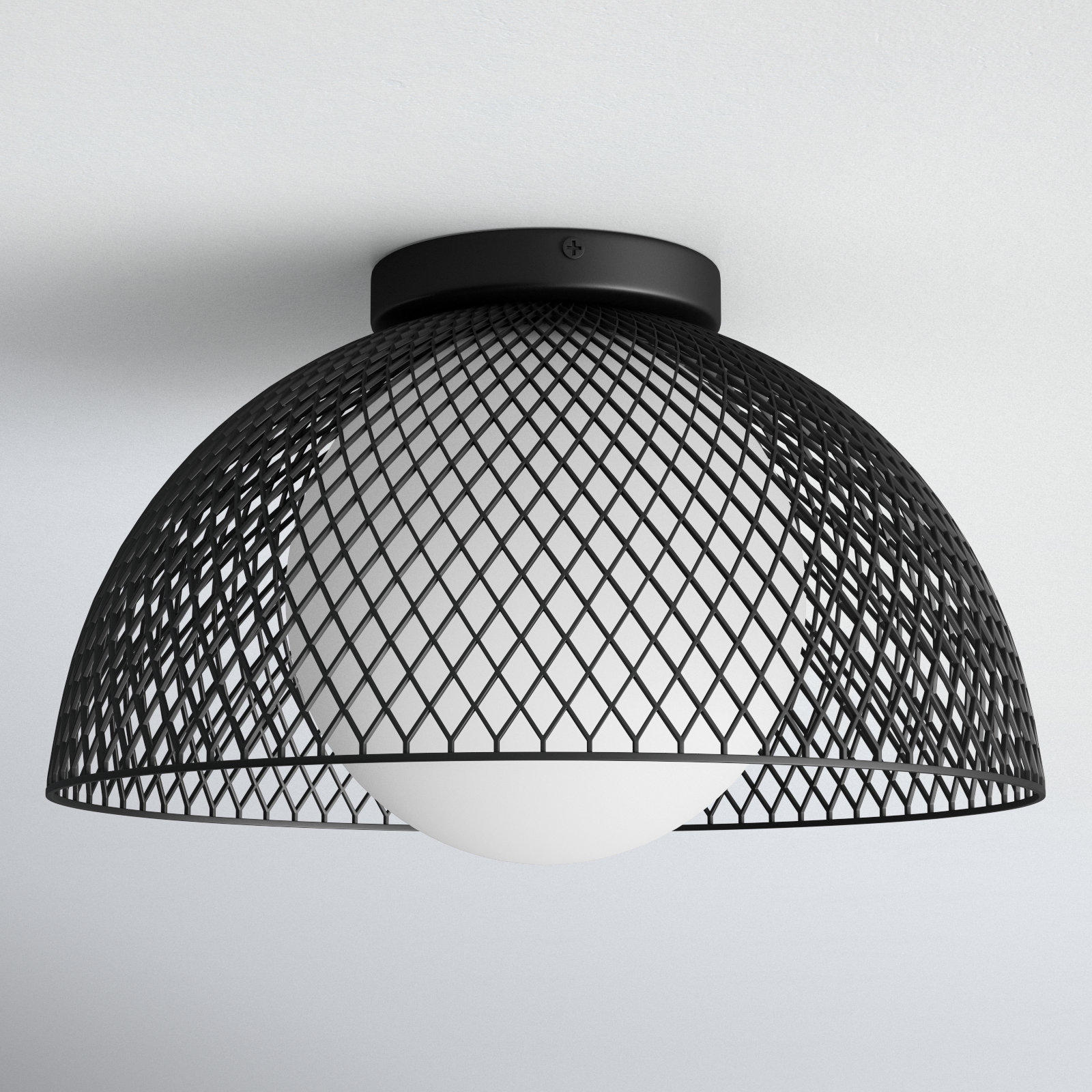 Poet Single Light Glass Flush Mount, Matte Black