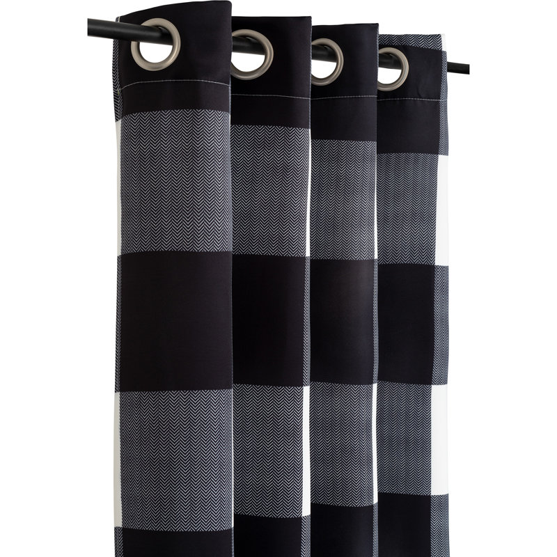 Black and White Checkered Blackout Linen Window Panels