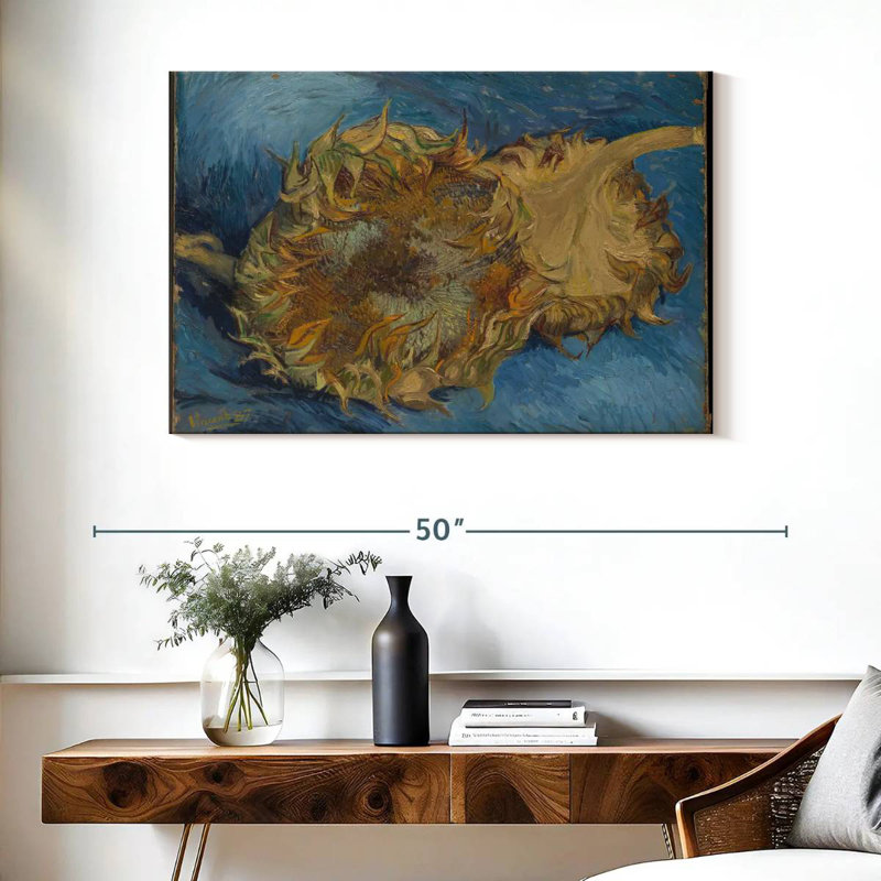 Harnek nature morte avec deux tournesols, H 26 po x l 39 po