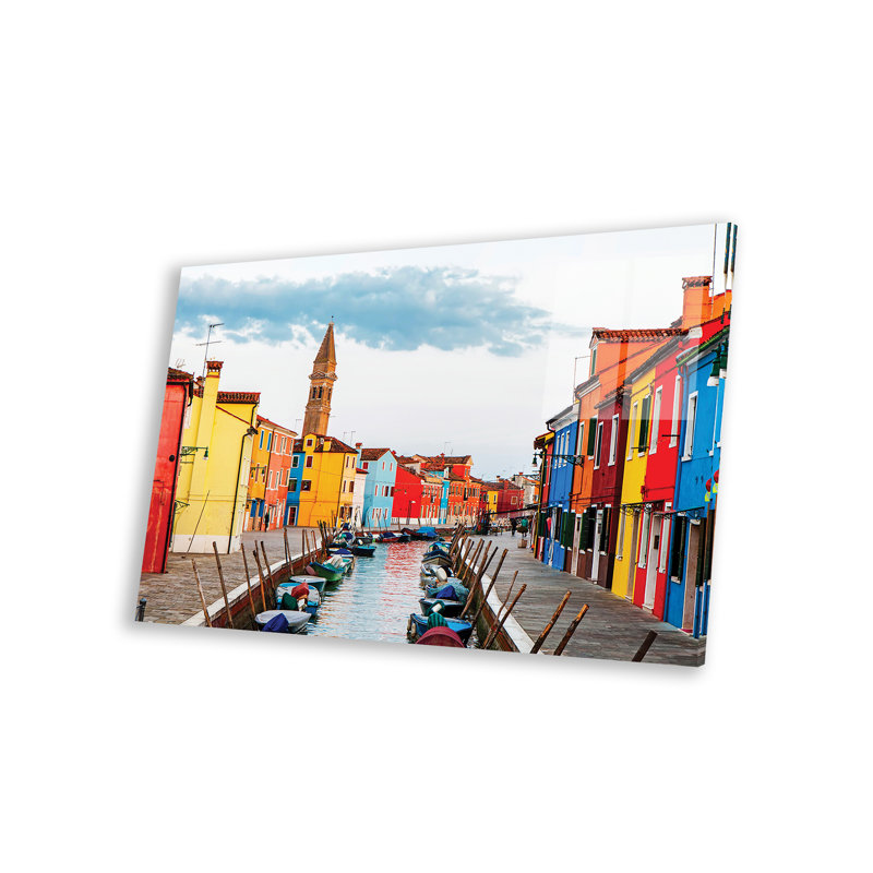 Scène de rue à Burano en Italie sur plastique / acrylique par Susan Schmitz, peinture