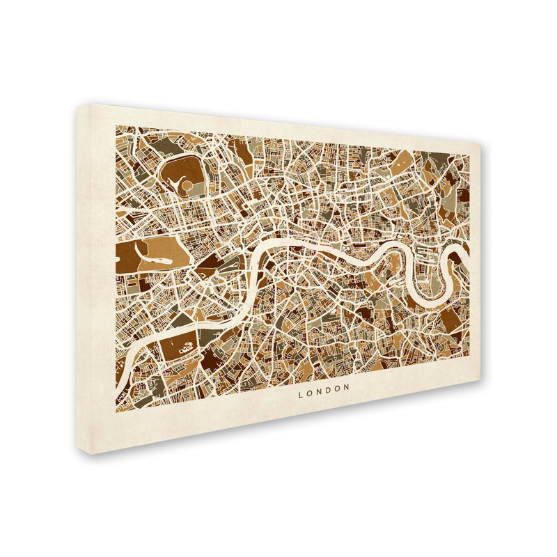 « london england street map 2 », reproduction d’impression sur toile tendue, H 16 po x l 24 po x P 2 po