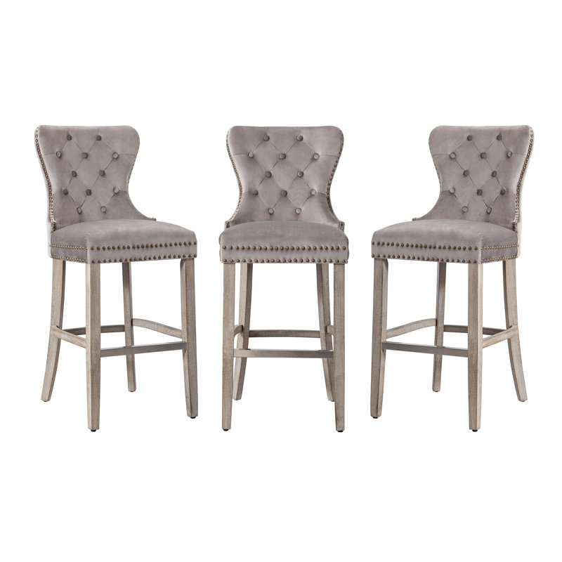 Tabouret de bar et de comptoir Kirsten, Gris, Gris, Tabouret de bar (siège d'une hauteur de 29 po)