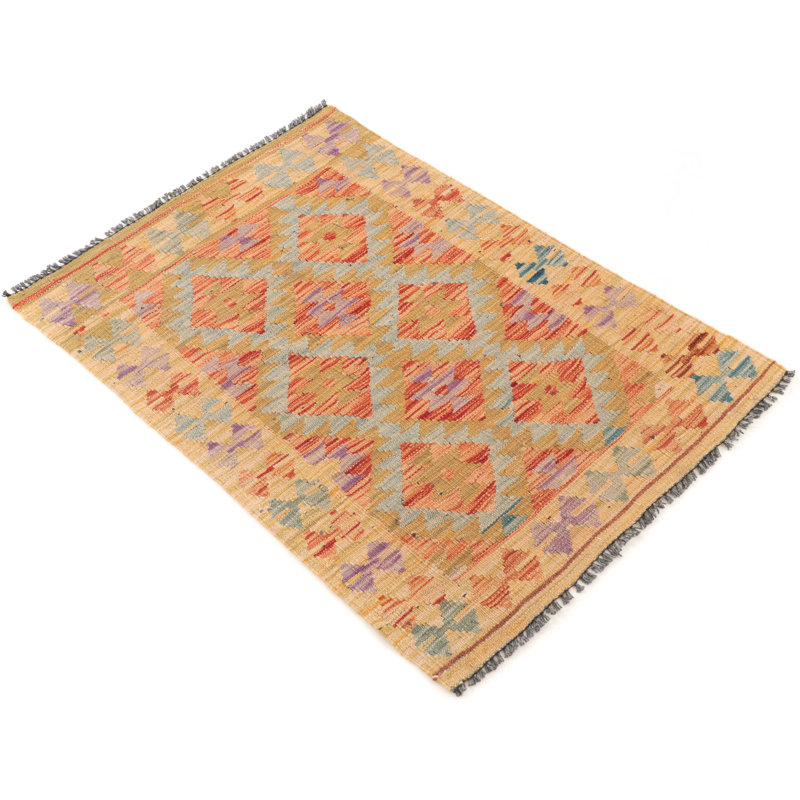 Geometric Wool Hand Woven 60cm X 90cm Area Rug