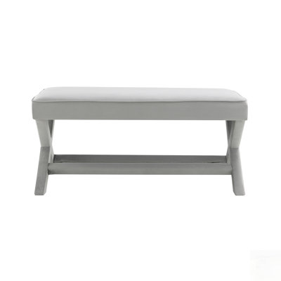 Comfort Double Bench Upholstered in Velvet Fabric, Stylish X-Crossed Legs, Plush Cushion with Piping