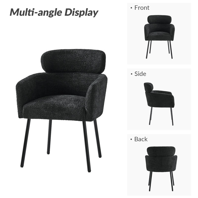 Turgeon Boucle Dining Chair with Adjustment Feet, Black