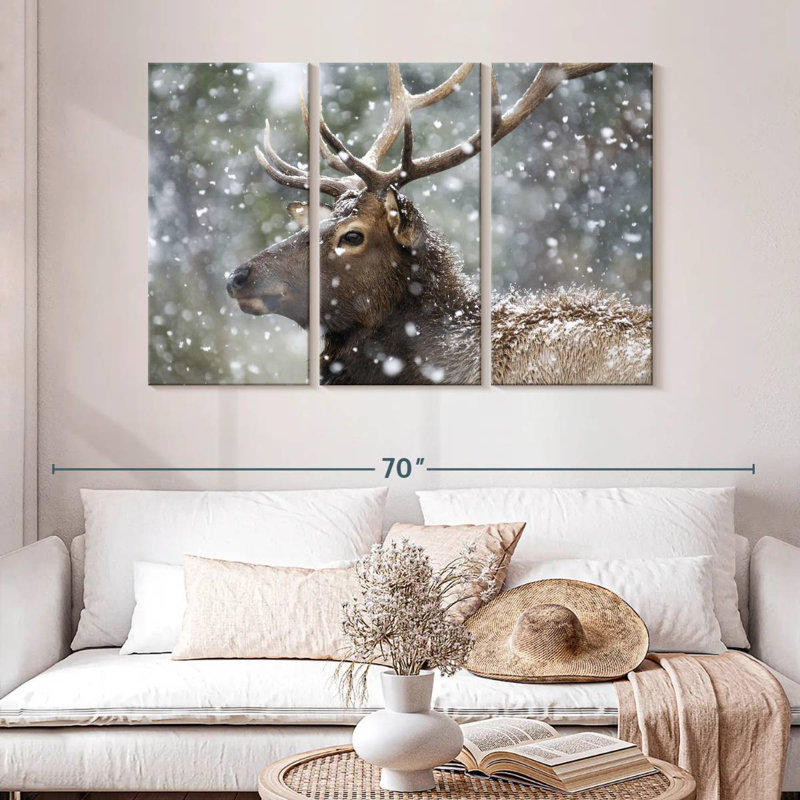 Brampt Winter Snow Elk, 32" H x 50" W