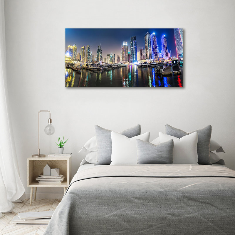 Dubai At Night - Wrapped Canvas Print