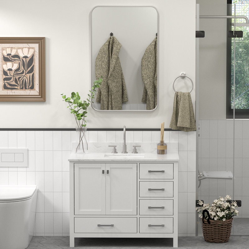 Meuble-lavabo double en bois massif et manufacturé Yakia, White, 42