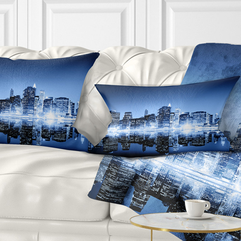 Coussin lombaire en miroir cityscape night new york city