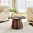 Walnut Wood Grain Medium Density Fiberboard Circular Coffee Table - Diameter 23.6 Inches, Height 13.7 Inches Walnut Wood Grain Veneer, Exquisite Texture, Flexible Adaptation To Circular Tabletop.-1616117376-1616117377