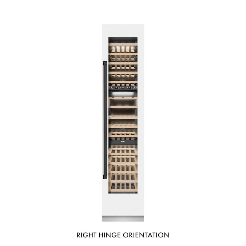 ZLINE Autograph 18 in. White Matte 68 Bottle Right Hinge Column Wine Cooler with Bronze Accents, Left Handed, Black