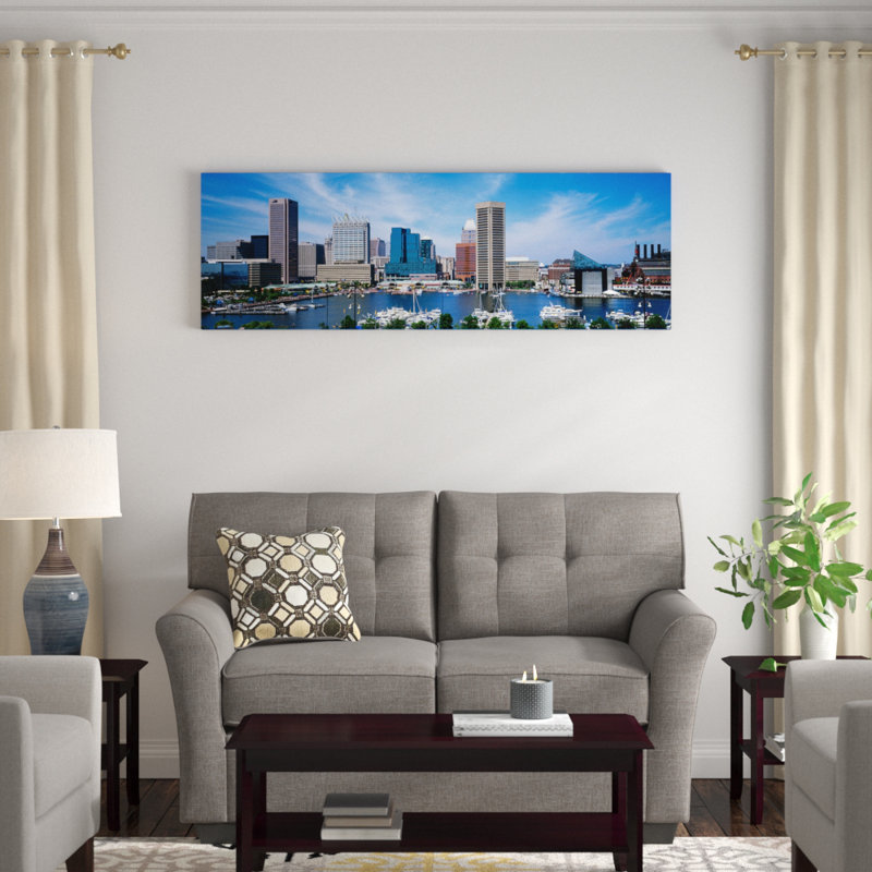 « inner harbor, baltimore, maryland », reproduction de photo sur toile, H 20 po x l 60 po x P 1,5 po, Toile tendue