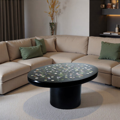 Medieval-style oval flower-shaped coffee table