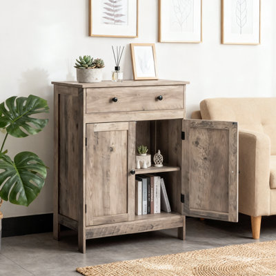 Washed Gray  Bathroom Storage Cabinet With 2 Doors And 1 Drawer