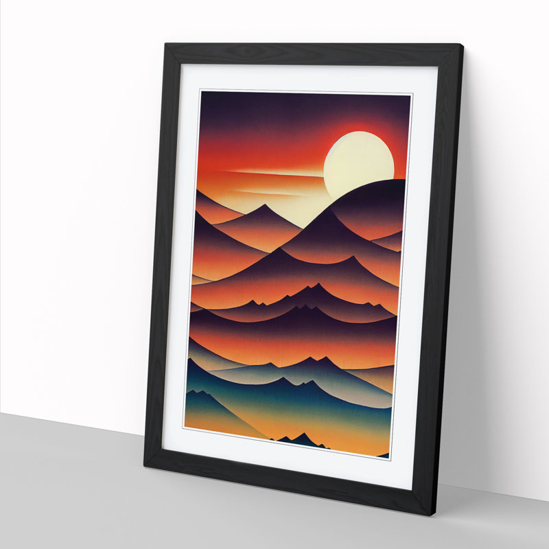 Sunset Mountains - Picture Frame Print, Black, 64cm H x 25cm W x 2cm D