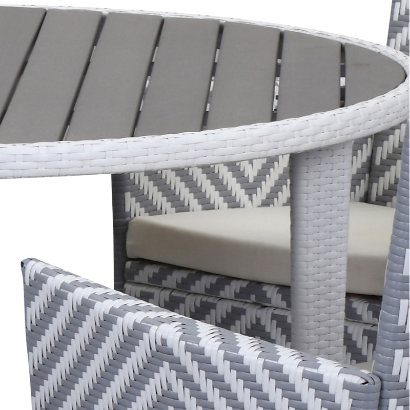 Ensemble repas 5 pièces avec coussins Mcrady, Gris / blanc