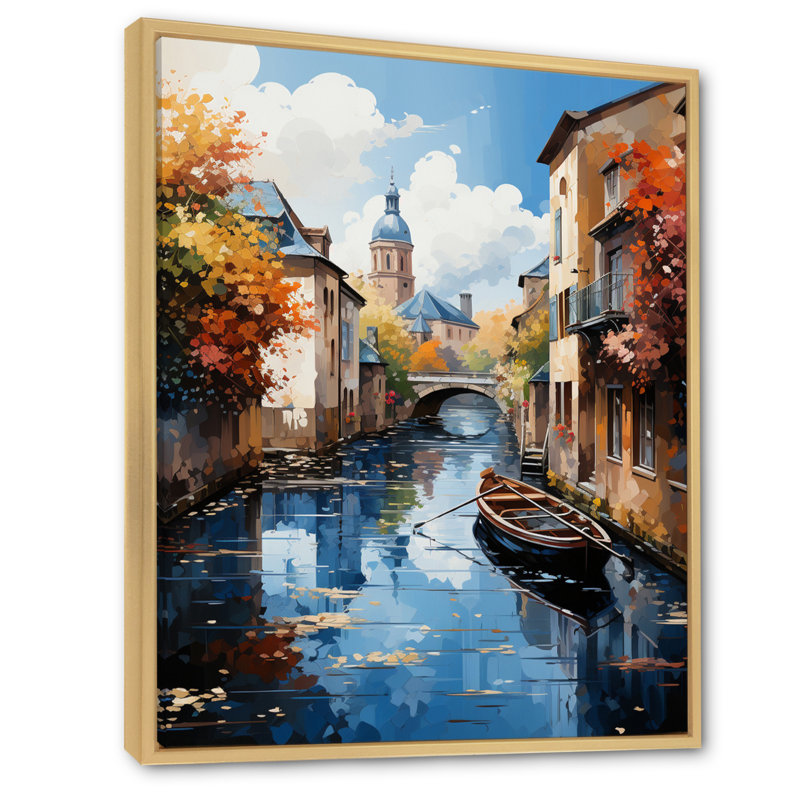 «Beige Canal Vibrant Waterway Bold III», reproduction sur toile, H 40 po x l 30 po x P 1,5 po, Cadre naturel flottant