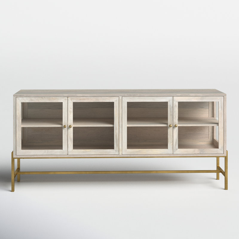 Warner 70'' Gold and White Wood Glass Sideboard