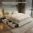 Full Size Boucle Bed Frame Upholstered Platform with 2 Storage Drawers & LED Headboard, Solid Wood Slats Support for Kids, White-110157232-110157233