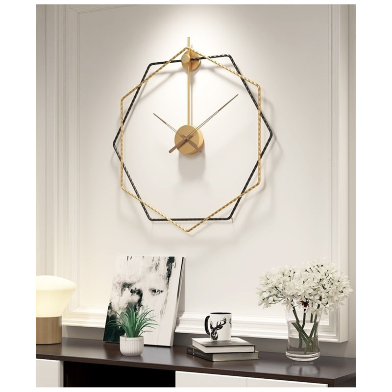 Doyle Skeleton Wall Clock, Black/Gold